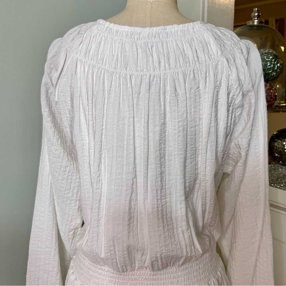 Lane Bryant Textured Shirred-Waist Peplum Top White Plus Size 24 NWT - Picture 9 of 12